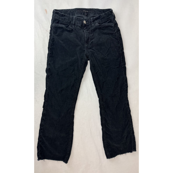 Escada Sport Leyla Corduroy Bootcut Pants Black Grunge Cropped Size 34 26" Waist - Picture 2 of 12